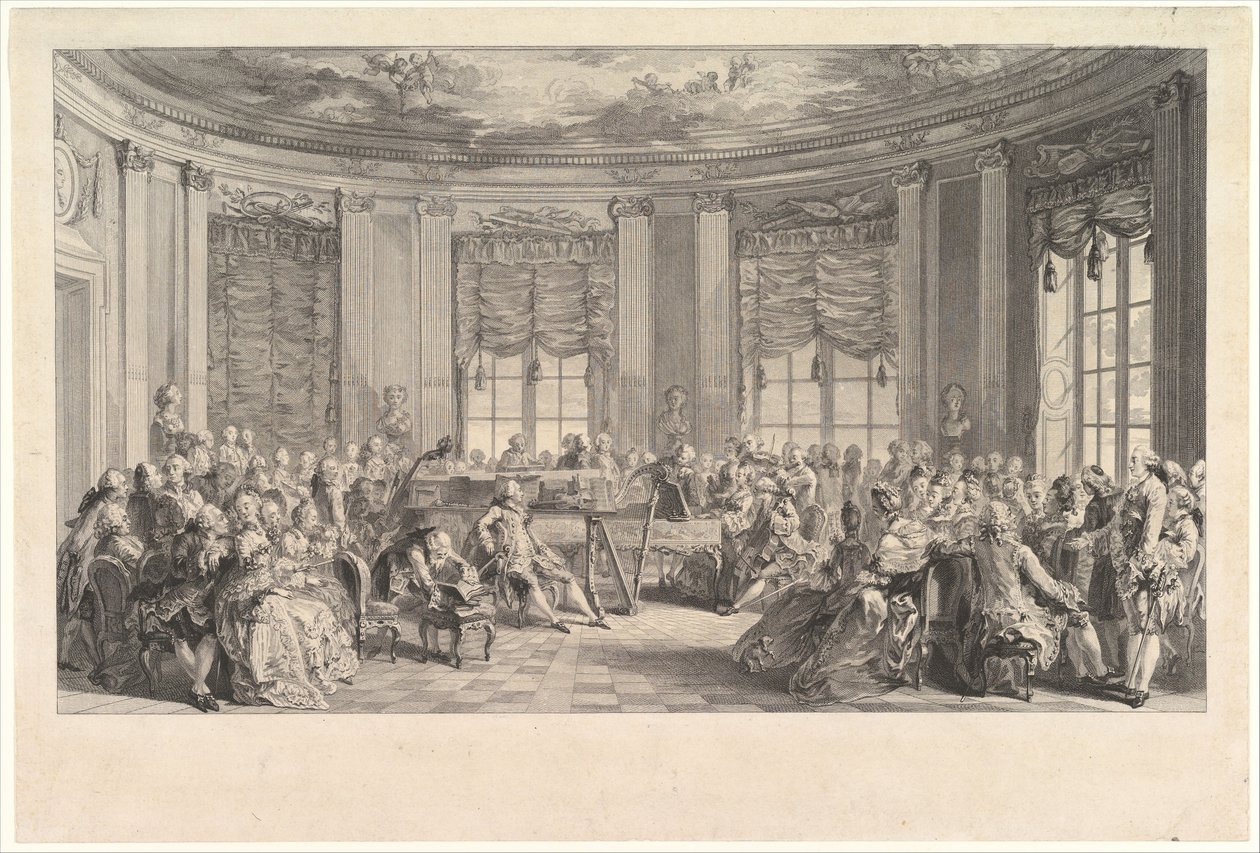 1774年的音乐会。 作者 安东尼·让·杜克洛斯（Antoine Jean Duclos）