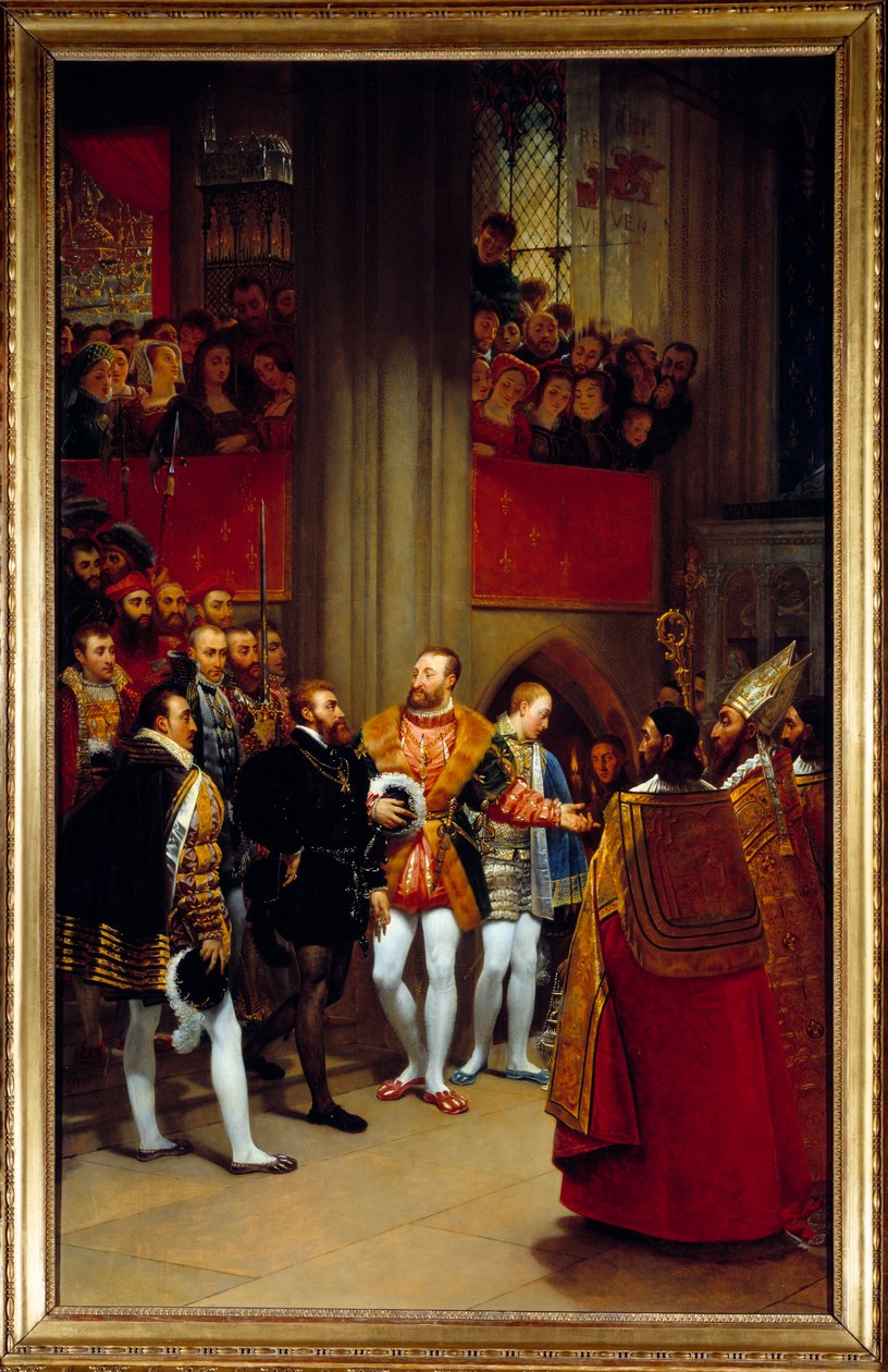 1540 年，弗朗索瓦一世在圣丹尼斯修道院收到查理五世。 Antoine Jean Gros 的绘画（1771-1835） 作者 安东尼·让·格罗斯