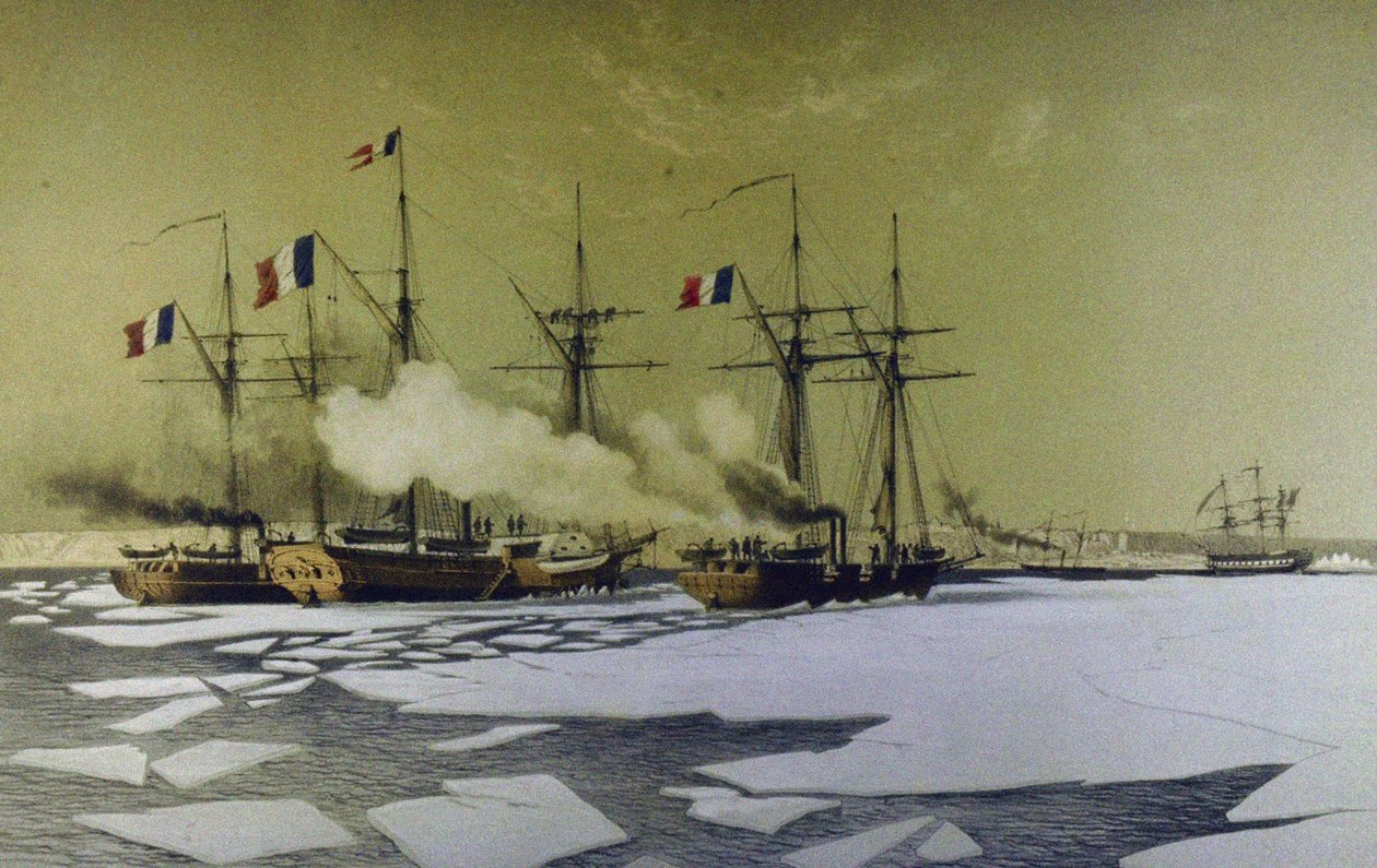 1855-1856年，第1860年，第聂伯河利曼号破冰为浮动电池通过 作者 安托万·莱昂·莫雷尔·法蒂奥