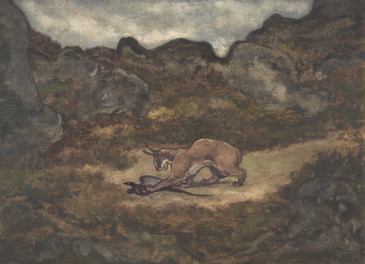 狞笑和野鸡，1810-75。 作者 安托万·路易斯·巴里