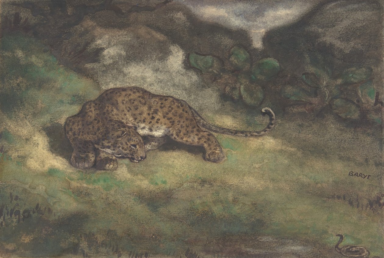 豹和蛇，1810-75。 作者 安托万·路易斯·巴里