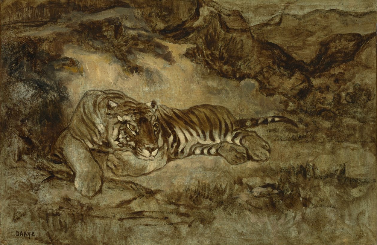 老虎静止时，约1850-70年 作者 安托万·路易斯·巴里
