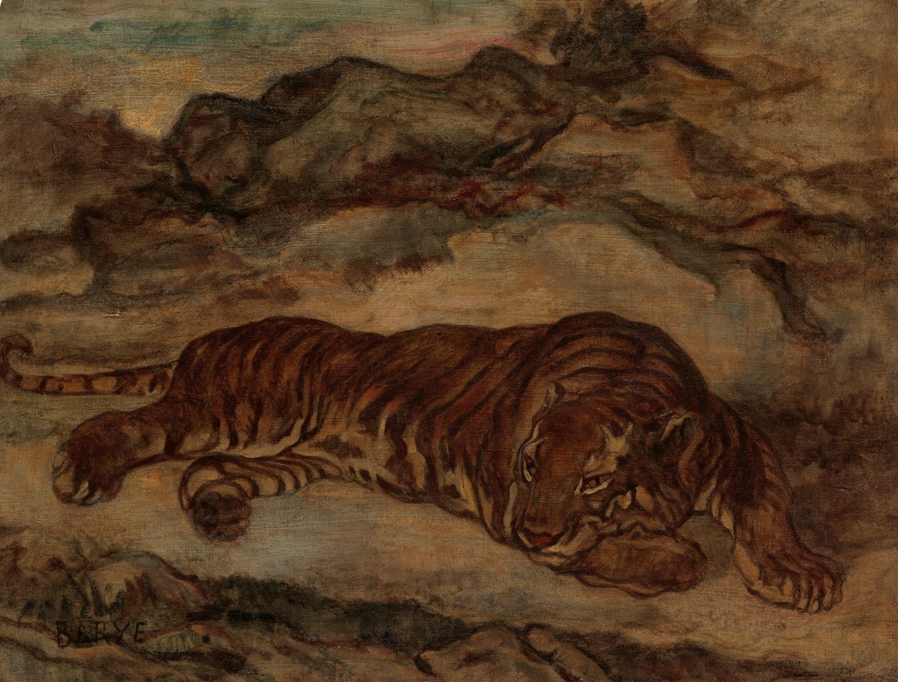 老虎在安息，ca。 1850-65。 作者 安托万·路易斯·巴里