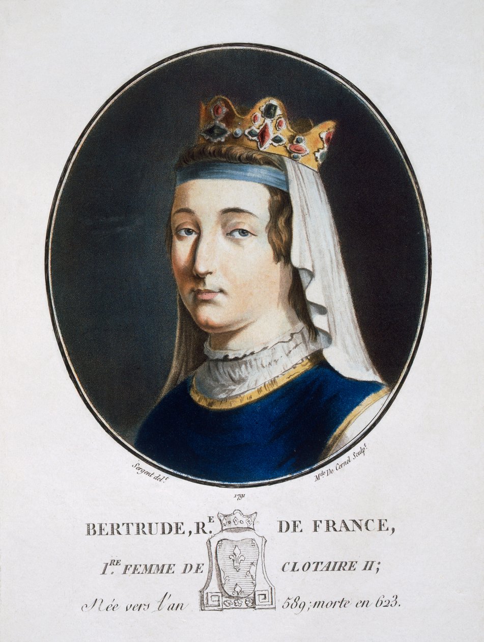 Bertrude，来自伟大的人物肖像，杰出的女性，以及法国的难忘主题，严肃和印刷的色彩，由Pierre Blin出版，1786-92，巴黎（彩色版画） 作者 安托万·路易斯·弗朗索瓦·瑟金特·玛索