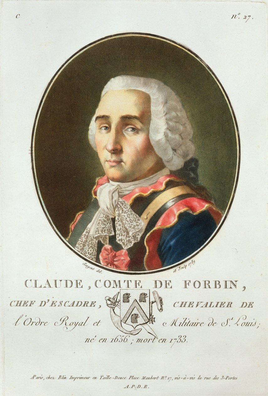 Claude（1656-1733）Comte de Forbin，1789年，来自“伟人，杰出女性和法国令人难忘的主题肖像”，刻于1787-92 作者 安托万·路易斯·弗朗索瓦·瑟金特·玛索