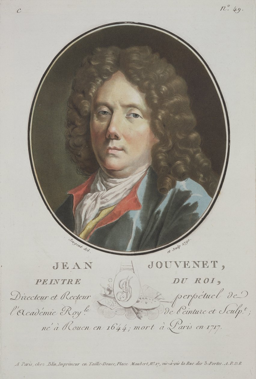Jean Jouvenet，来自伟大的男人肖像，杰出的女性，以及来自法国的令人难忘的主题，严肃而印刷的颜色，由Pierre Blin，1786-1792，巴黎出版 作者 安托万·路易斯·弗朗索瓦·瑟金特·玛索