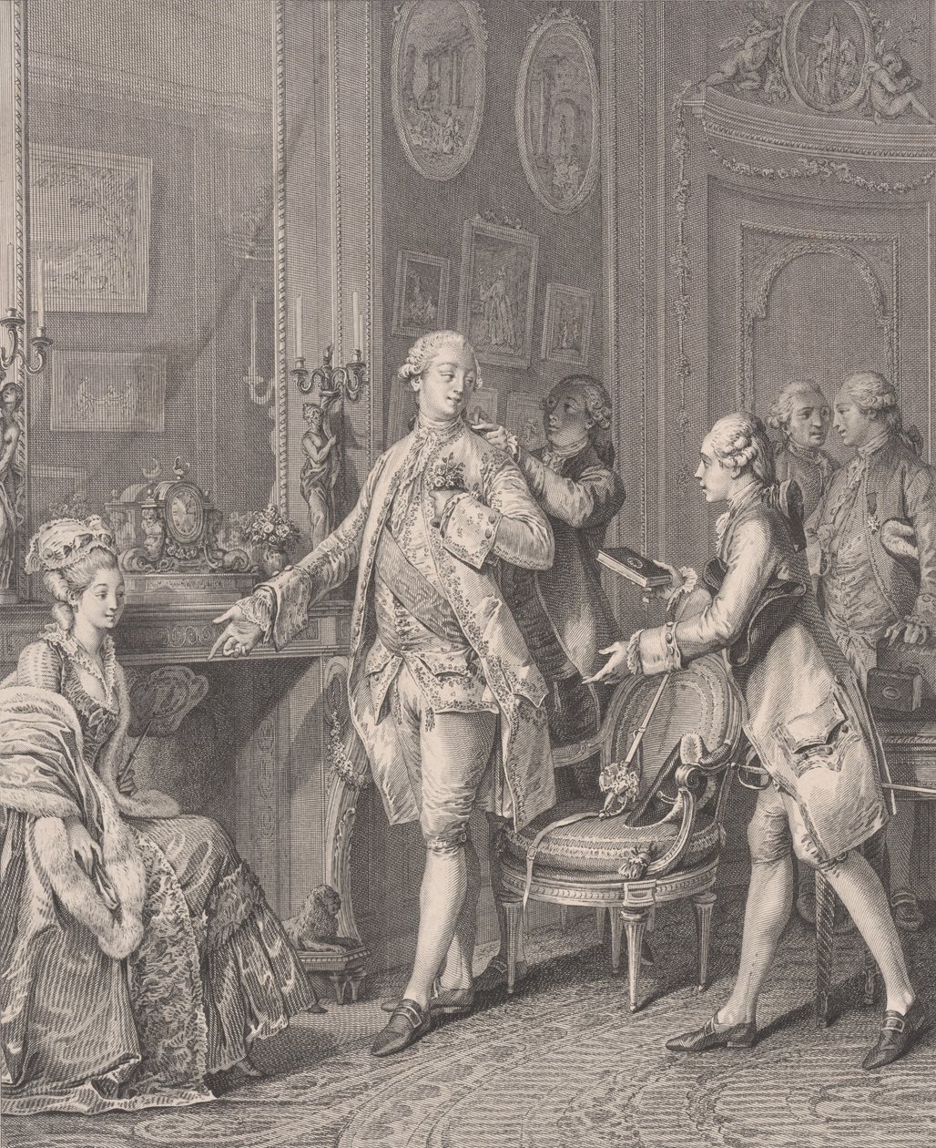 La Grande Toilette 《女赞助人》，来自Le Monument du Costume，1777年。 作者 安托万·路易斯·罗曼内