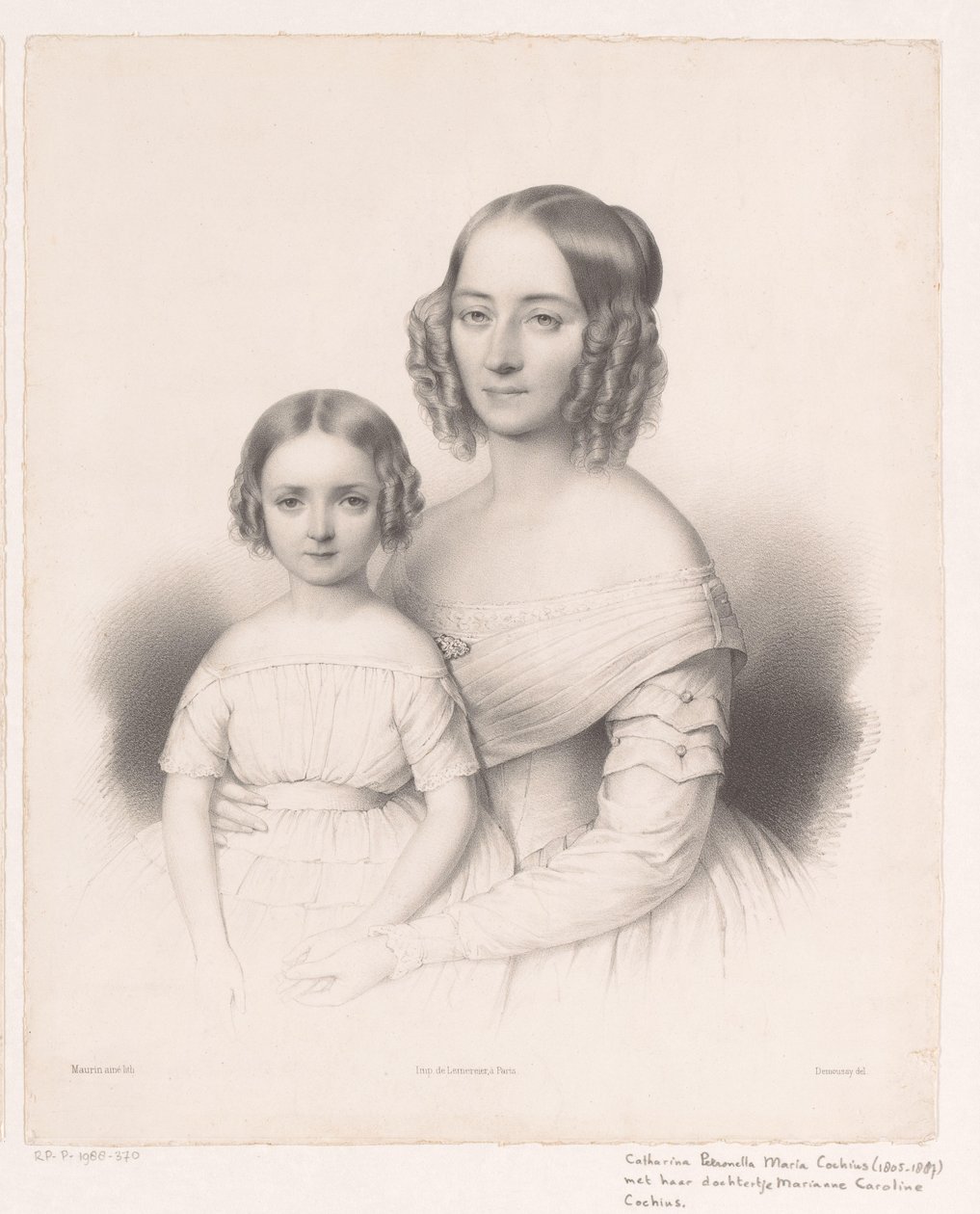 Catharina Petronella Maria Cochius 与女儿的肖像 作者 安东尼·莫林