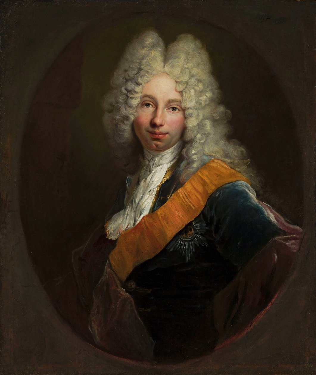 波兰语：  Friedrich Wilhelm Kettler (1692-1711) (Portret mężczyzny w peruce i z orderem Czarnego Orła0 Friedrich Wilhelm Kettler (1692-1711) (Portret mężczyzny w peruce i z orderem Czarnego Orła0 戴着黑鹰骑士团假发的男子肖像) 作者 安托万·佩斯内