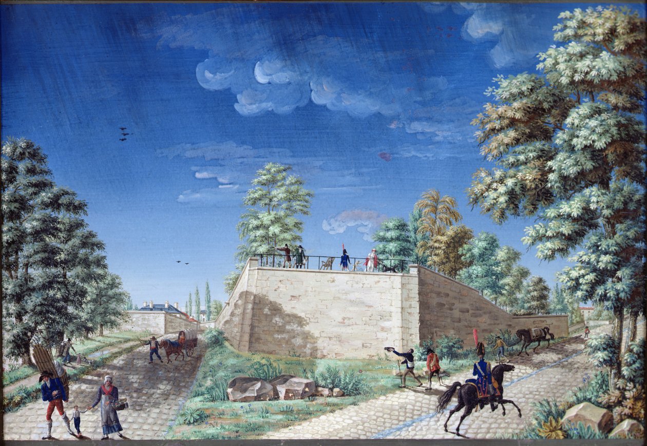 在巴黎郊区的露台的看法，c.1810 作者 安东尼·皮埃尔·蒙金