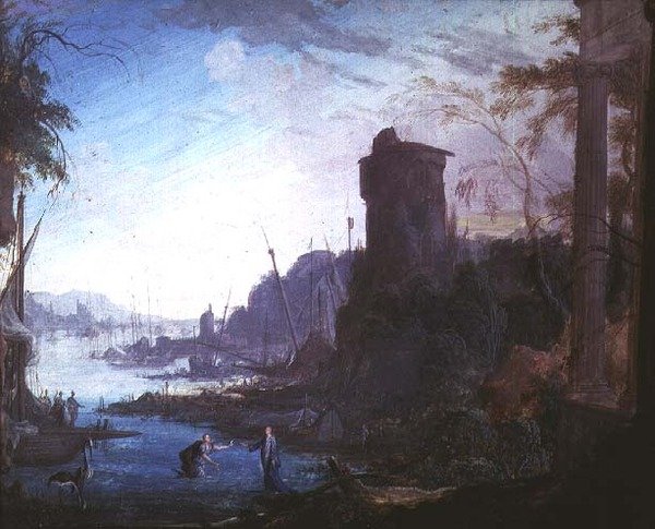 海港与基督命令圣彼得在水上行走的画面 作者 小安东尼·皮埃尔（Antoine Pierre）