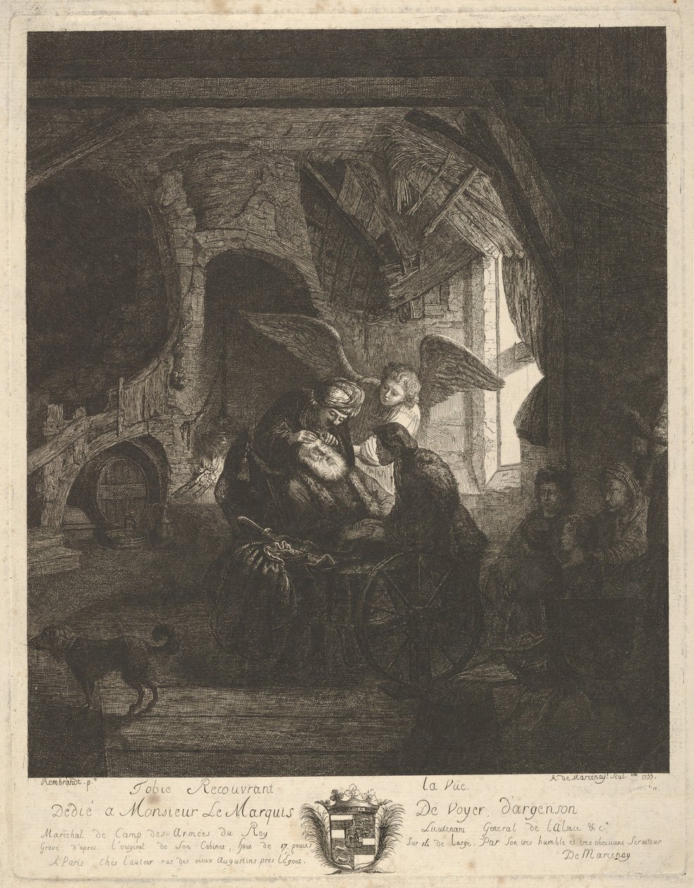 托比亚斯将视力还给他的父亲，1755年。 作者 Antoine de Marcenay Ghuy