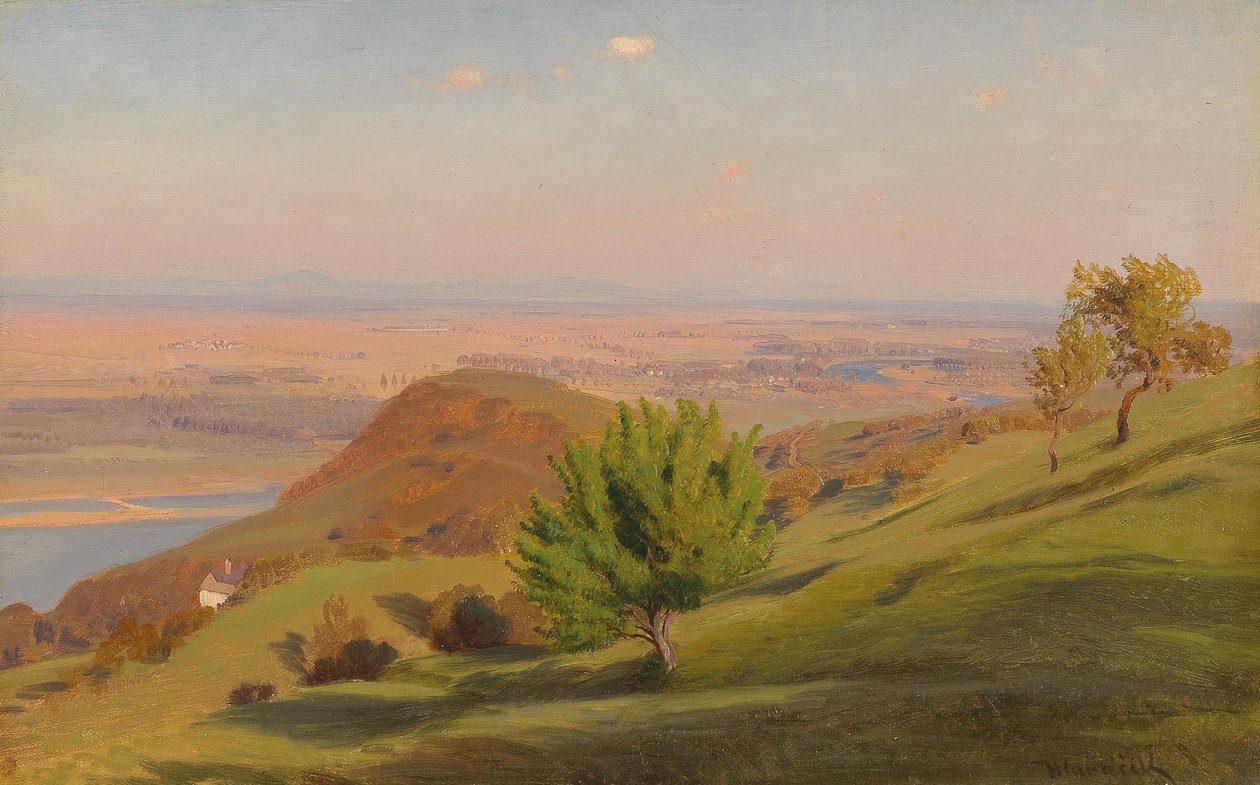 Donaulandschaft bei WiennEnglish：维也纳附近的多瑙河景观 作者 安东·赫拉瓦切克（Anton Hlavacek）