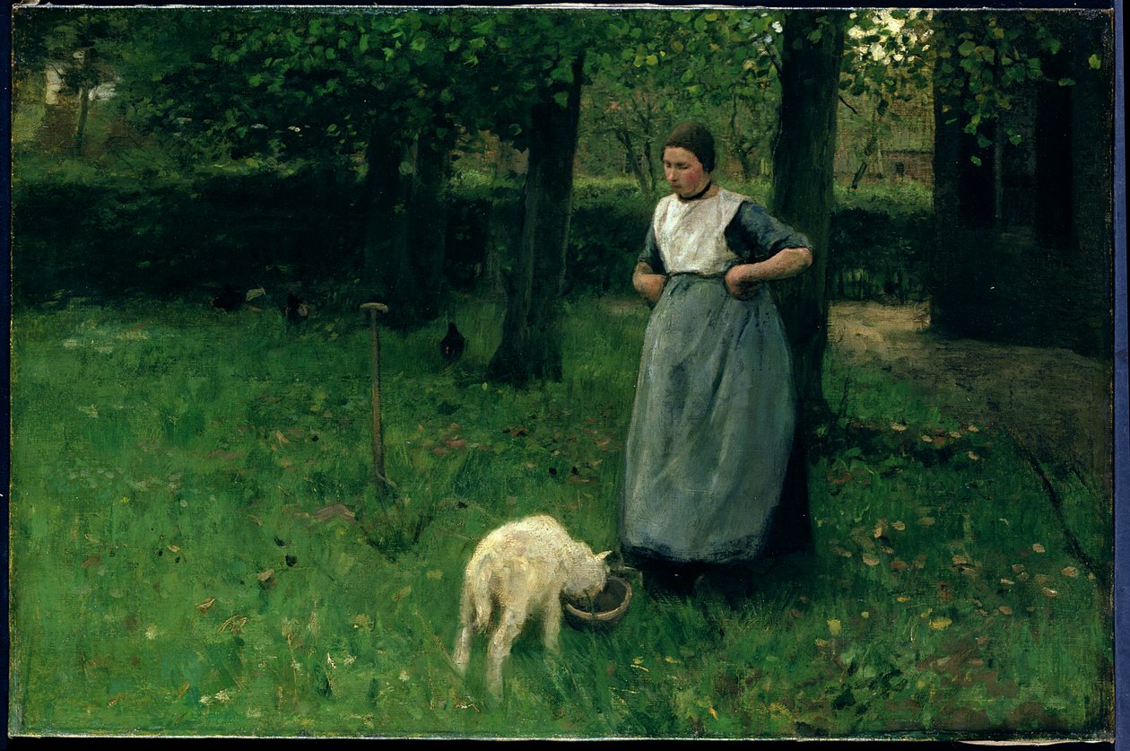 一只山羊的拉雷纳女人，c.1885 作者 安东·莫夫（Anton Mauve）