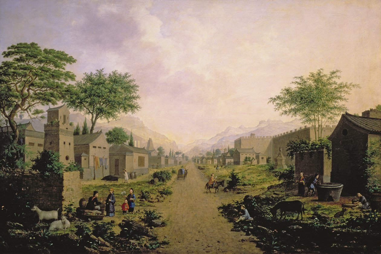 中国的一个城镇，1864年 作者 安东·米哈伊洛维奇·列加索夫（Anton Mikhailovich Legashov）