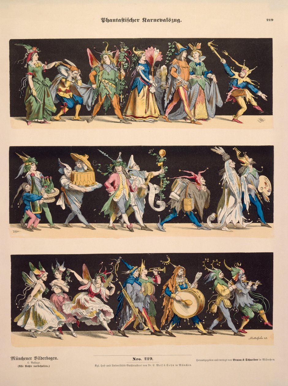 来自Muenchener Bilderbogen的狂野狂欢游行，由慕尼黑Braun＆Schneider出版，1868年 作者 安东·穆坦塔勒