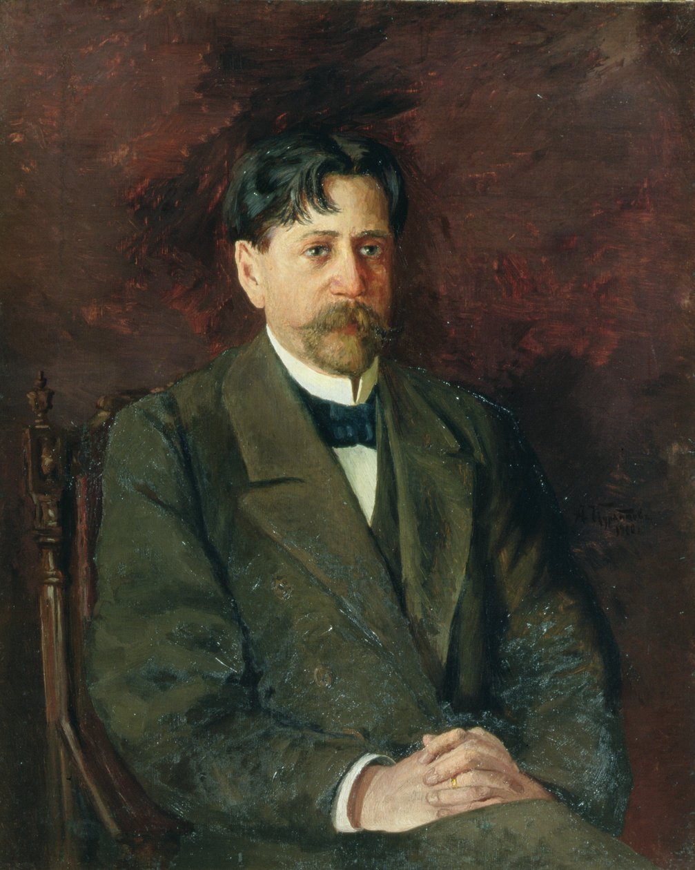 诗人Innokenty Annensky（1856-1909），1904-09的肖像 作者 安东·尼古拉耶维奇·库尔巴托夫（Anton Nikolayevich Kurbatov）