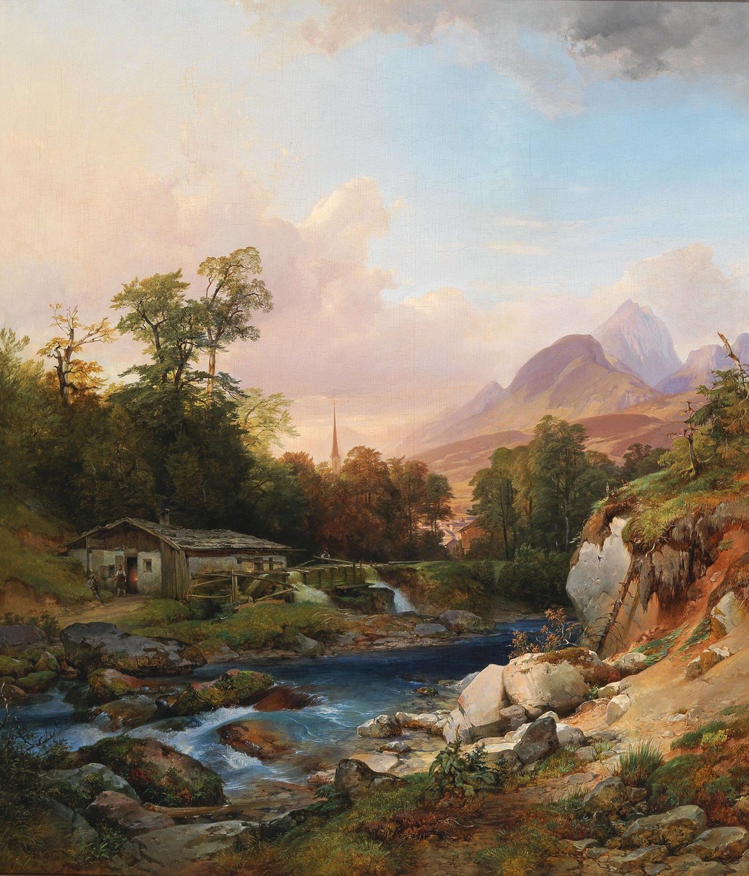 有铁匠铺的山景 作者 安东·汉施
