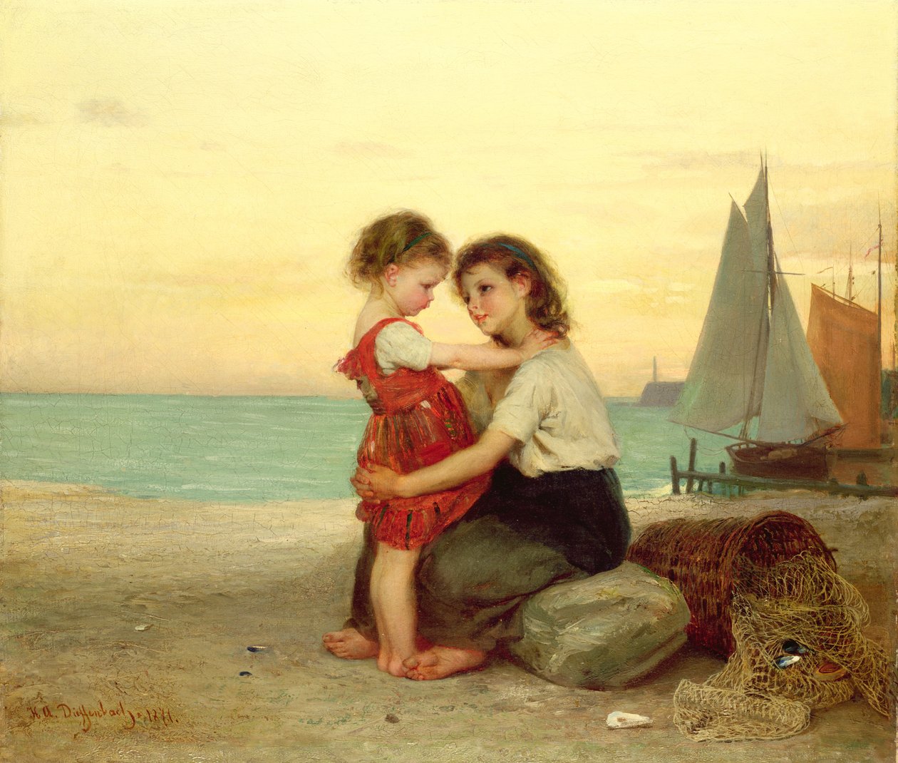 海滩姐妹，1871年 作者 安东·海因里希·迪芬巴赫