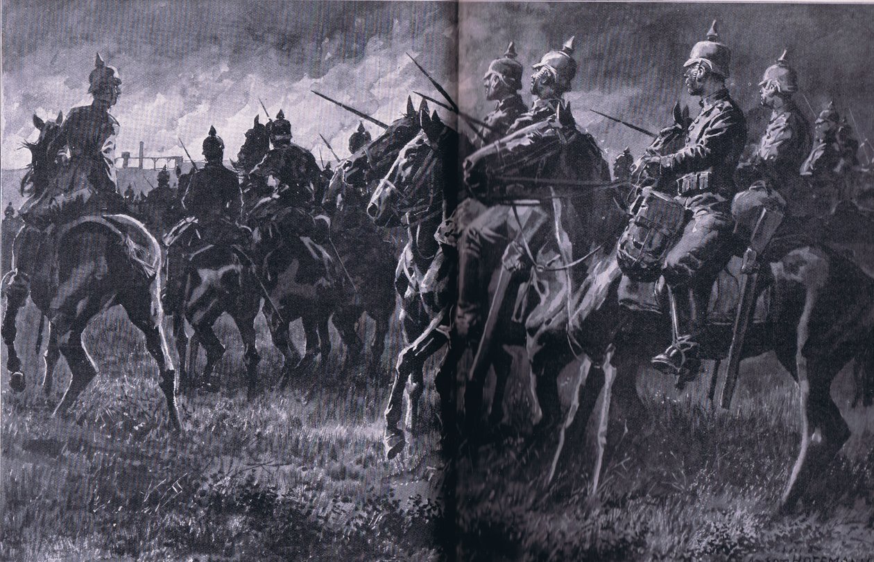 Libin 矿场的火灾，来自 The Illustrated History of the World War 1914-1915 酒吧。 by Union Berlagsefellfchaft 作者 安东·霍夫曼