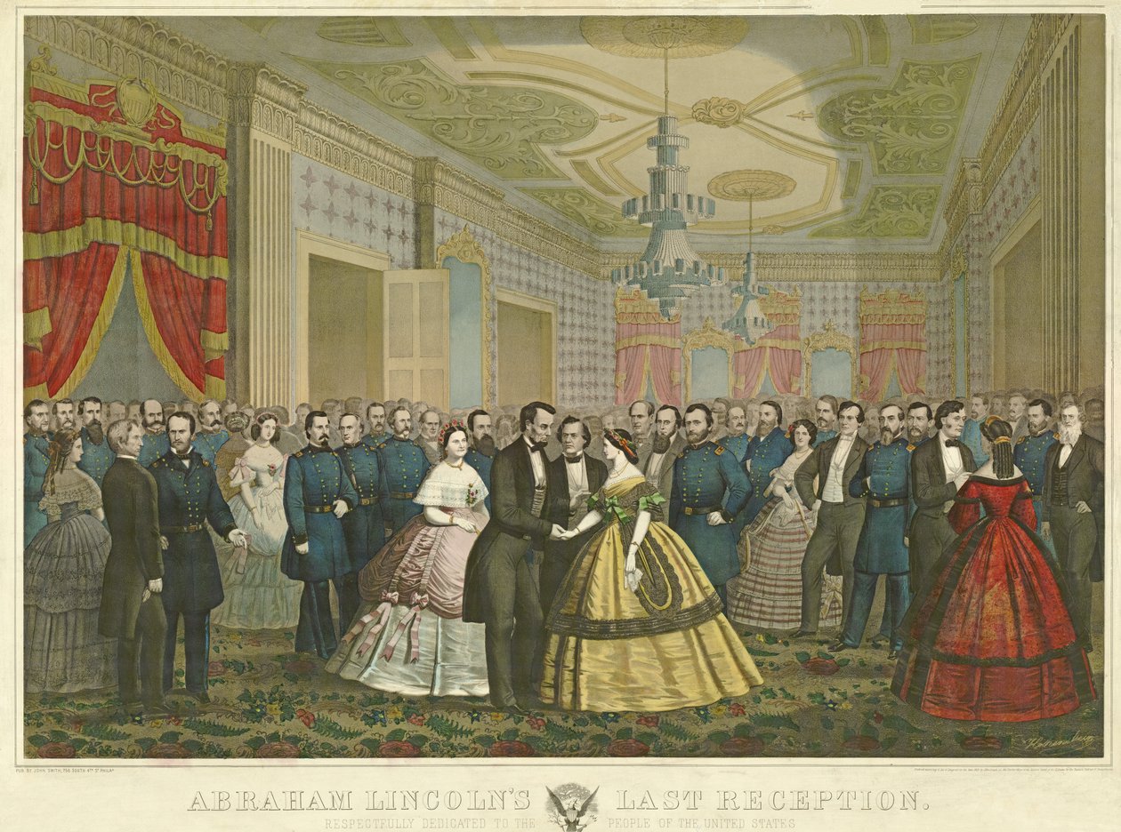 亚伯拉罕林肯最后的招待会，酒吧。 1865年（手工彩色光刻） 作者 安东·霍恩斯坦