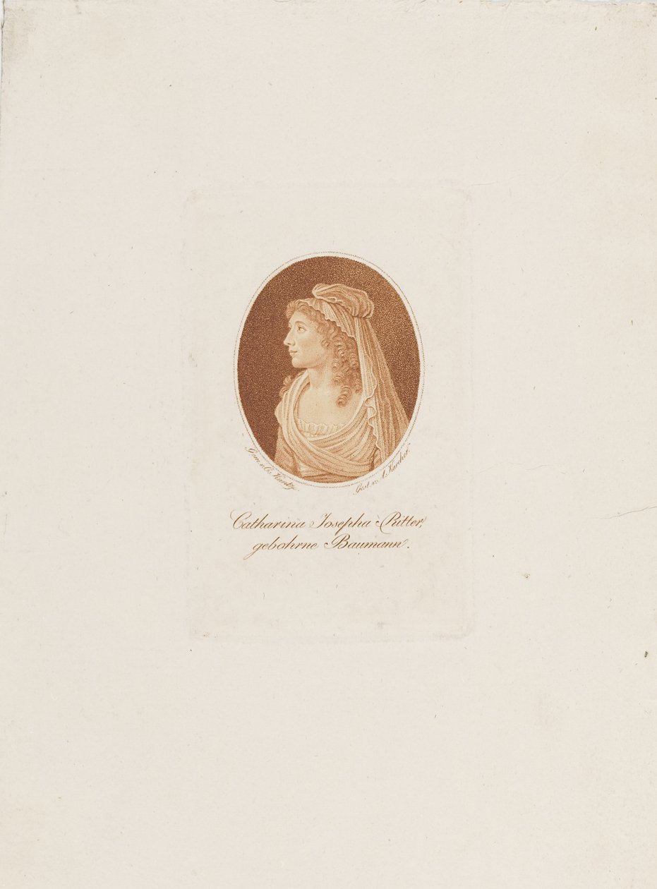 凯瑟琳·约瑟夫·里特（Catherine Josepha Ritter）的画像，内鲍曼（NéeBaumann）11763-1849，c。 1800。 作者 安东·凯彻（Anton Karcher）
