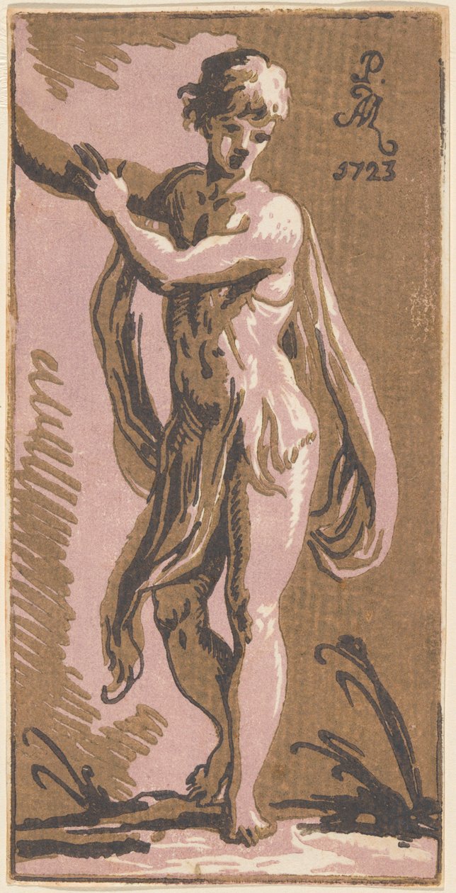 站立的青年向右打手势 作者 Anton Maria Zanetti I，在 Parmigianino 之后