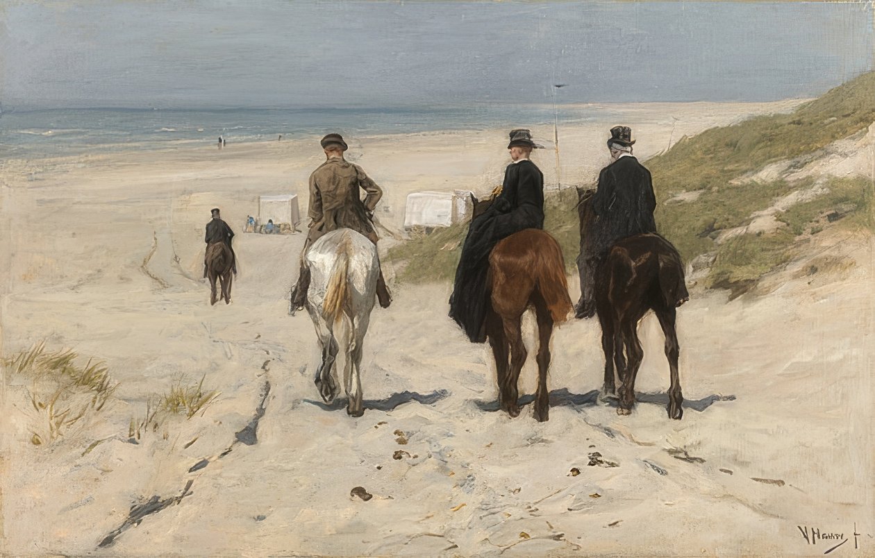 在海滩上骑马。 1876年 作者 安东·莫夫（Anton Mauve）