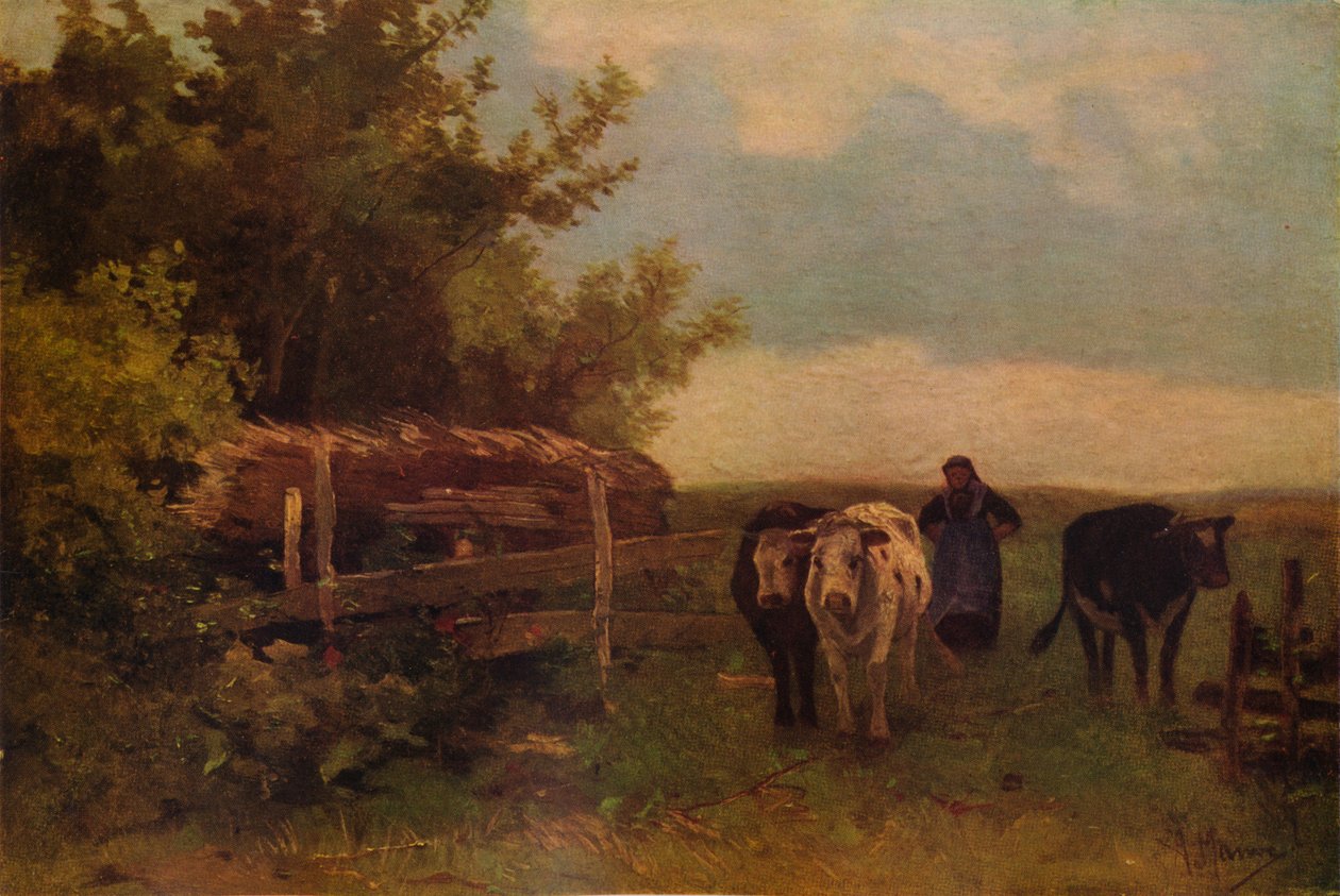 Minding Cows，Herisson，c1869，1938年 作者 安东·莫夫（Anton Mauve）