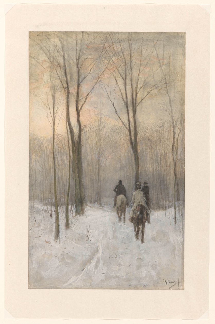 海牙博斯雪地里的骑手 海牙森林雪中的骑手 作者 安东·莫夫（Anton Mauve）