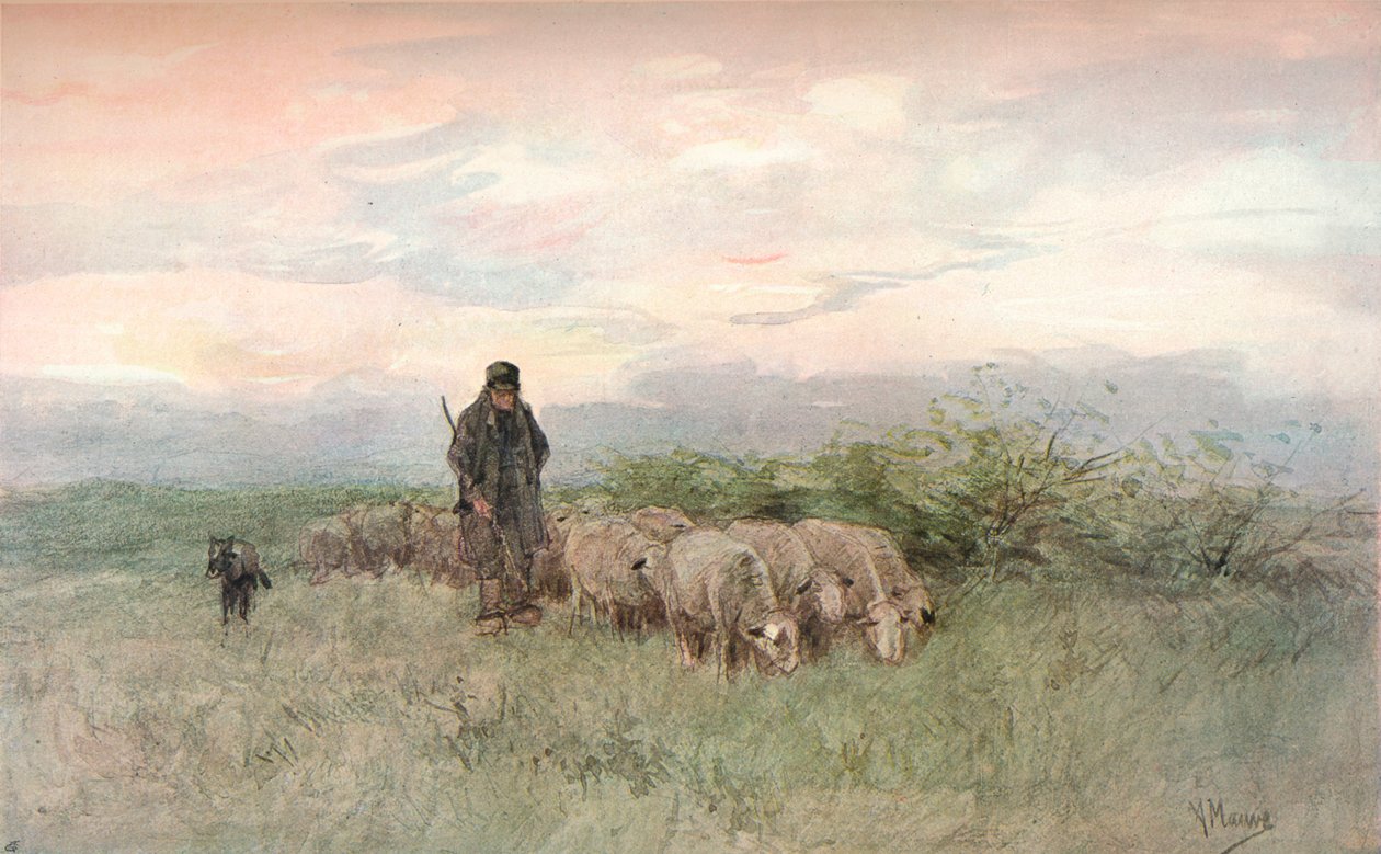 牧羊人与羊群，十九世纪 作者 安东·莫夫（Anton Mauve）