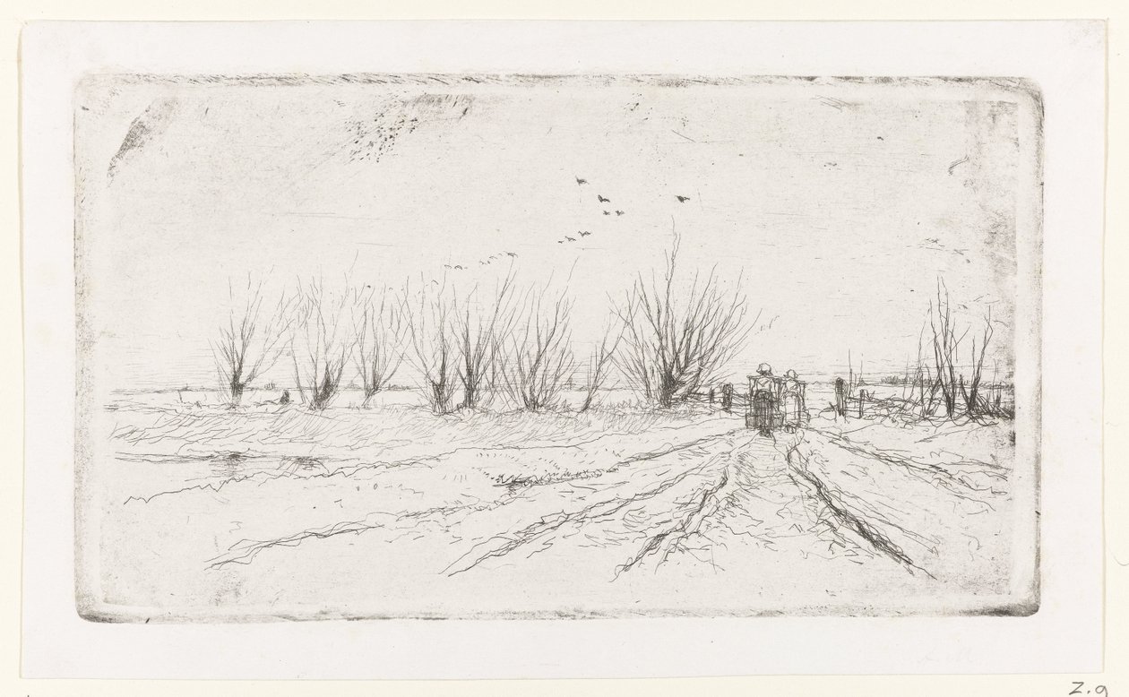 与挤奶女工的冬季景观 作者 安东·莫夫（Anton Mauve）