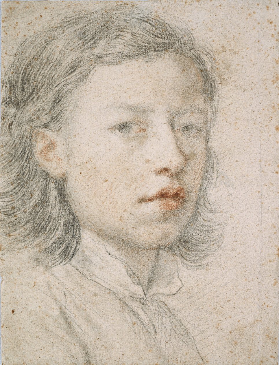 Autoportait - 安东-拉斐尔-门格斯（1728-1779 年）的作品，纸上红色粉笔和粉笔（26.1x20.2 厘米） 作者 安东·拉斐尔·蒙斯（Anton Raphael Mengs）