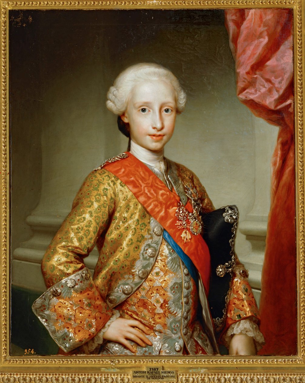 婴儿安东尼奥-帕斯卡尔-德-波旁......（布面油画） 作者 安东·拉斐尔·蒙斯（Anton Raphael Mengs）
