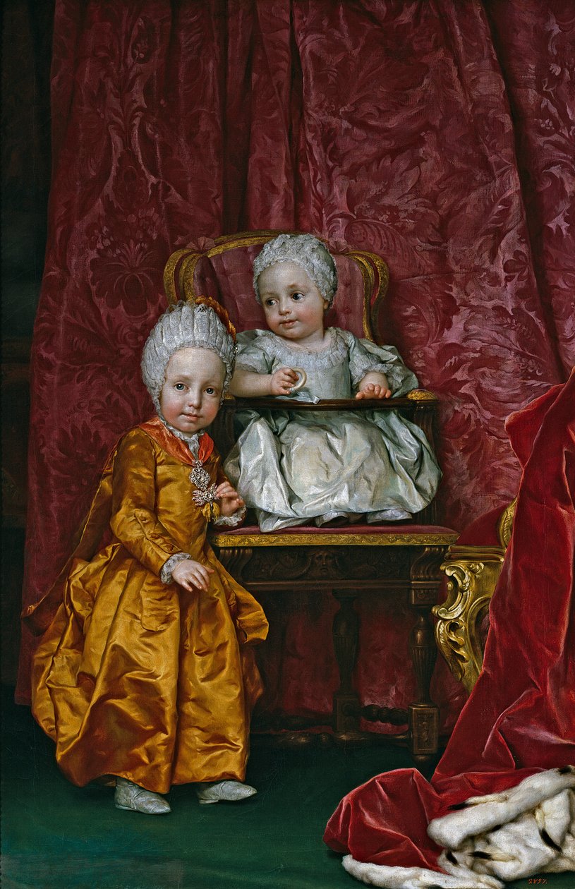 西班牙文：  Los archiduques Fernando y María Ana de Austria 奥地利大公费迪南德和大公夫人玛丽亚-安娜 作者 安东·拉斐尔·蒙斯（Anton Raphael Mengs）
