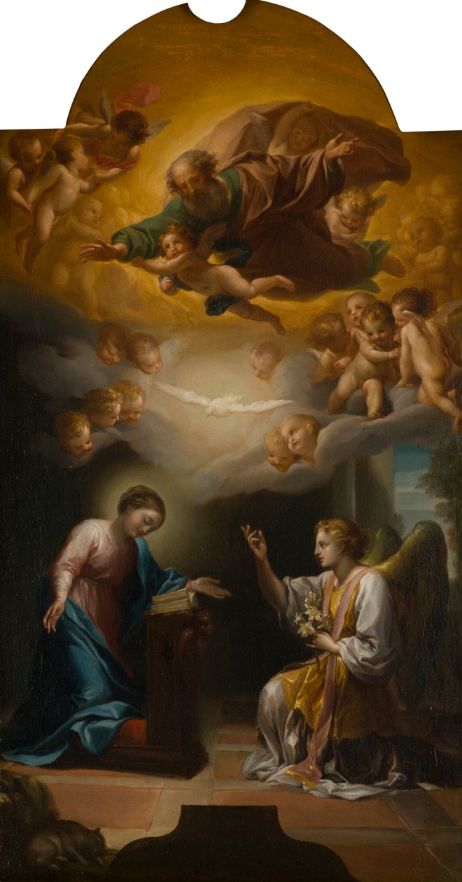 圣母领报》，约 1748-79 年（布面油画） 作者 安东·拉斐尔·蒙斯（Anton Raphael Mengs）