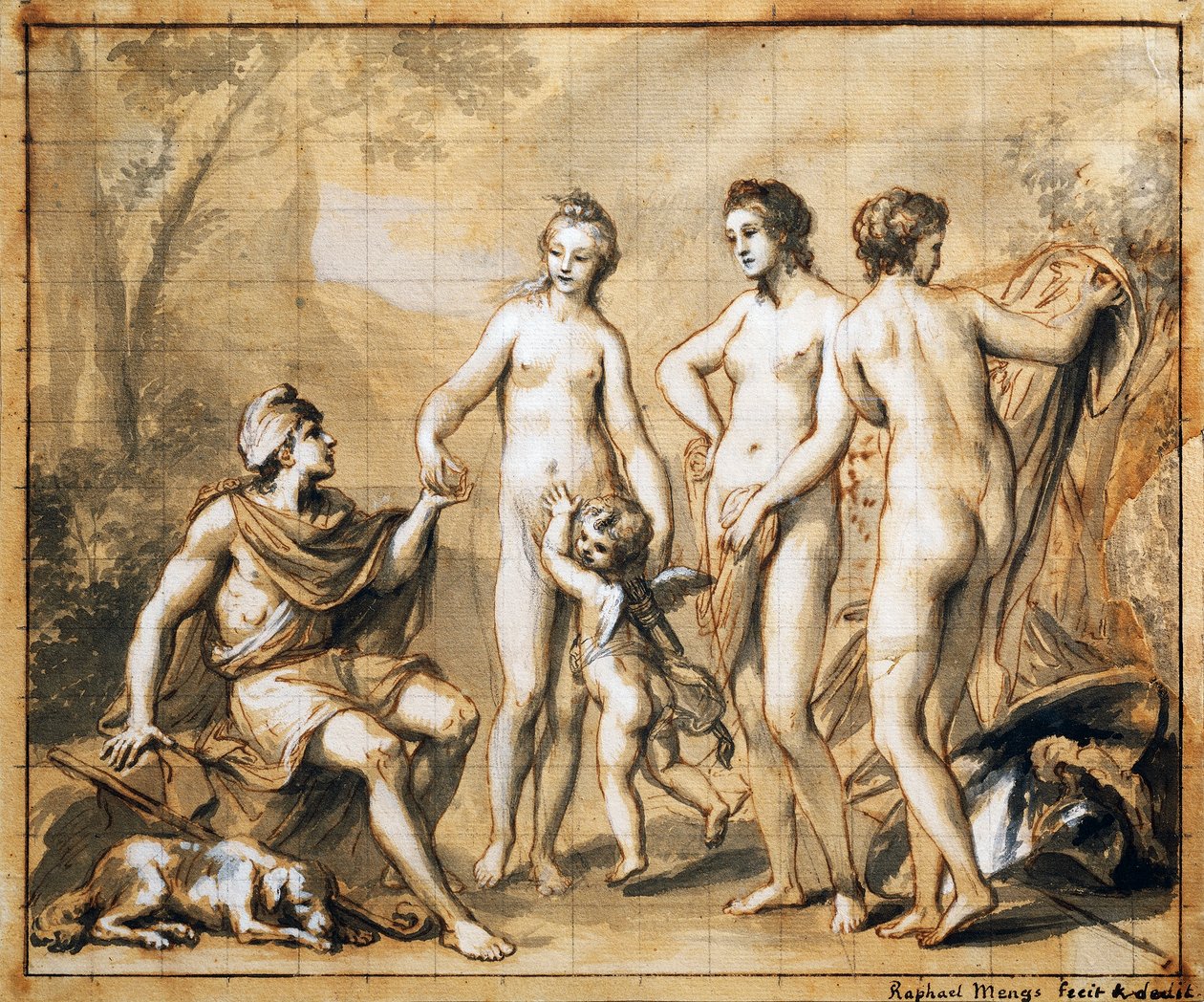 安东-拉斐尔-门格斯的《巴黎的审判》（The Judgment of Paris）。 作者 安东·拉斐尔·蒙斯（Anton Raphael Mengs）