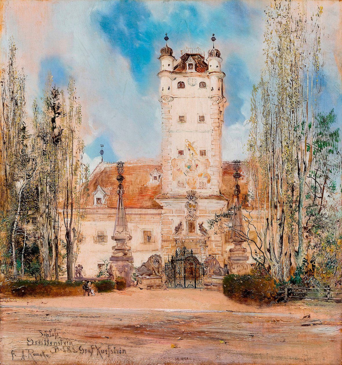 奥地利 Greillenstein 城堡外景 - 安东-罗玛科（1832-1889 年）的绘画作品 作者 安东·罗马科