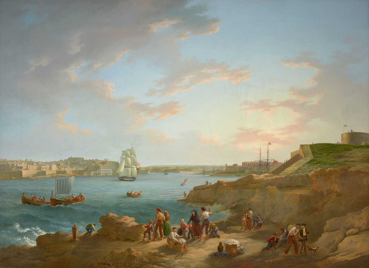 归功于 Anton Schranz（1769-1839 年） - 马耳他港 - RCIN 406555 - 皇家收藏（已修复） 作者 安东·史兰兹
