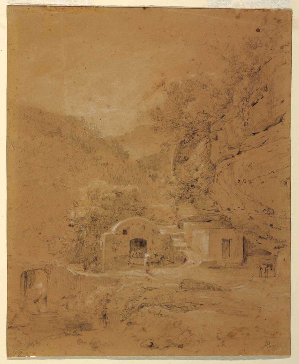 素描，那不勒斯和萨莱诺之间的风景，1820-30 年 作者 安东·斯明克·皮特鲁