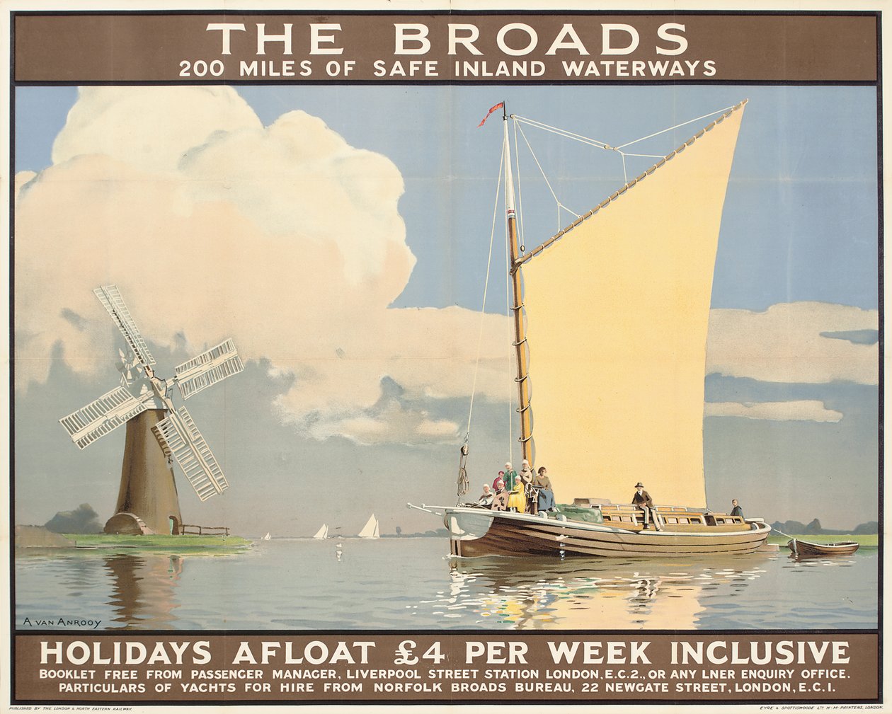 The Broads：海上假期"，广告海报（彩色石版画） 作者 安东·范·安鲁伊