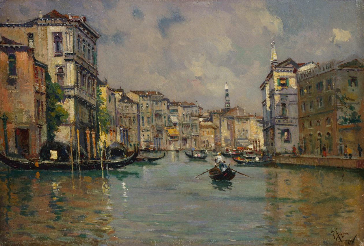 Riva degli Schiavoni，威尼斯（木板油画） 作者 安东尼娅·玛丽亚·德·雷娜·曼内斯考