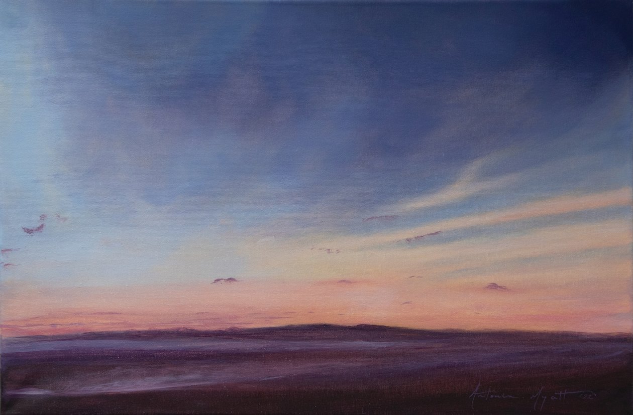 低潮，Instow Devon，2022（布面油画） 作者 安东尼娅·迈亚特