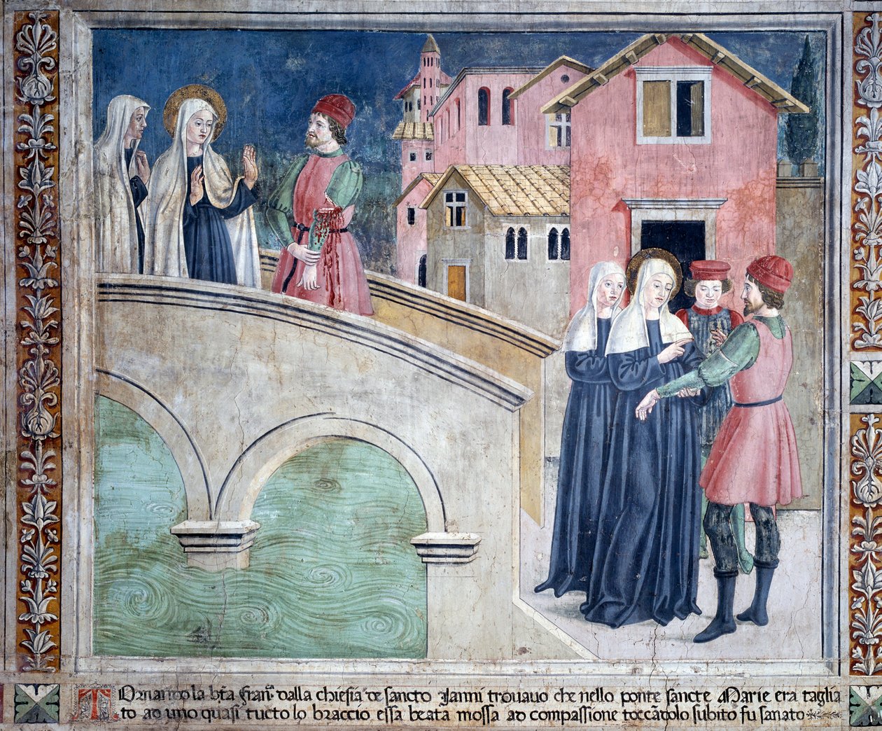 Life of St Francesca Romana: On her return of st John Lateran, the saint heals a man with a cutted arm (Fresco 作者 罗马安东尼奥