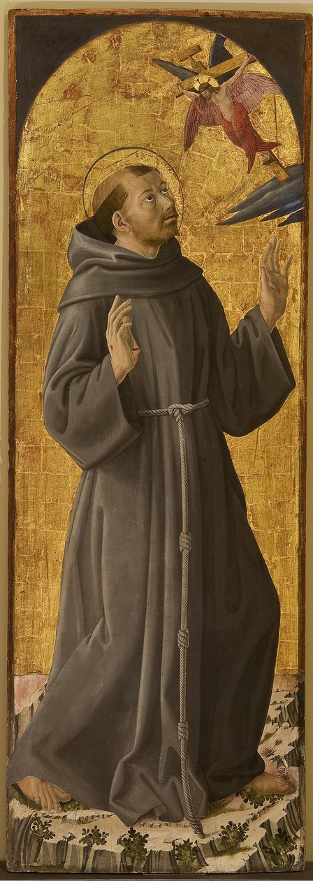 Saint Francois - Saint Francis of Assisi par Romano, Antoniazzo (1430/35-1508).木板油画，尺寸：173x61.5，，Museo Civico，Rieti 作者 罗马安东尼奥