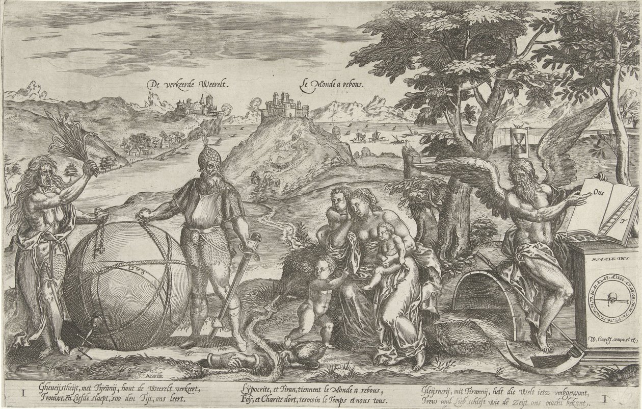错误的世界》，1579 年
错误的世界 / Le Monde a rebous（作品名称）
关于 1576-1579 年荷兰政治局势的寓言（系列名称） 作者 安东尼·维瑞克斯 (II)