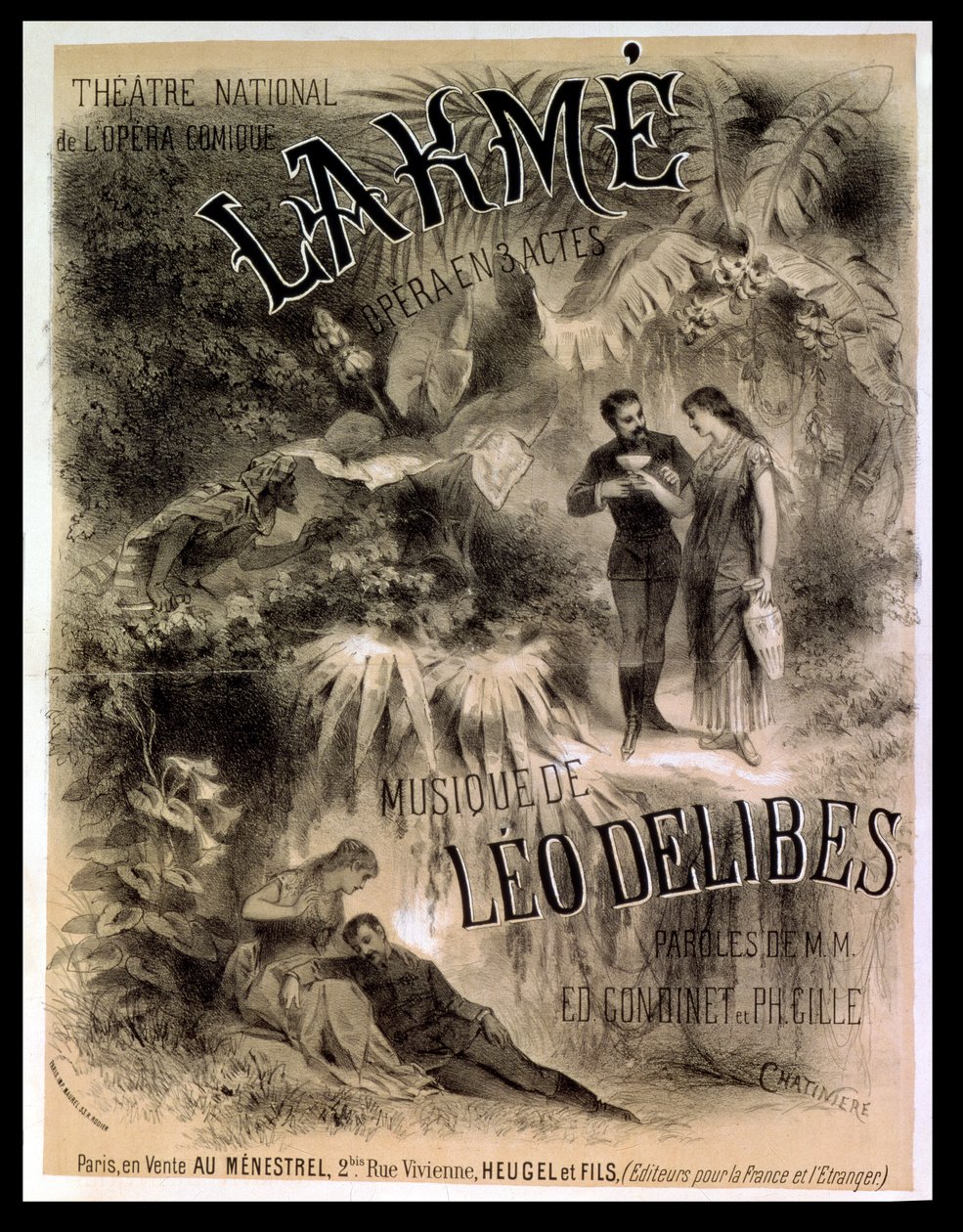 海报广告&39;Lakme&39;，歌剧作者Leo Delibes（1861-91） 作者 安东宁·玛丽·查蒂涅尔