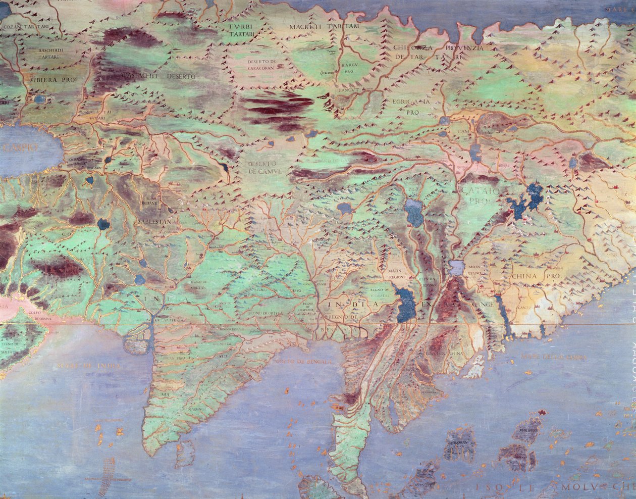 亚洲地图，来自&39;Sala Del Mappamondo&39;（世界大厅地图） 作者 安东尼奥·乔瓦尼·德·瓦雷泽
