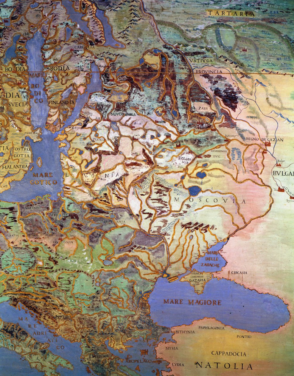 中欧地图，来自&39;Sala Del Mappamondo&39;（世界地图大厅） 作者 安东尼奥·乔瓦尼·德·瓦雷泽