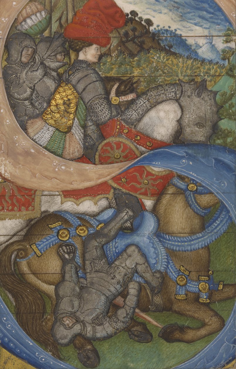 最初的S和圣保罗女士41，c.1440-50的转换（蛋彩画，金银箔和墨水在羊皮纸上） 作者 安东尼奥·皮萨内洛
